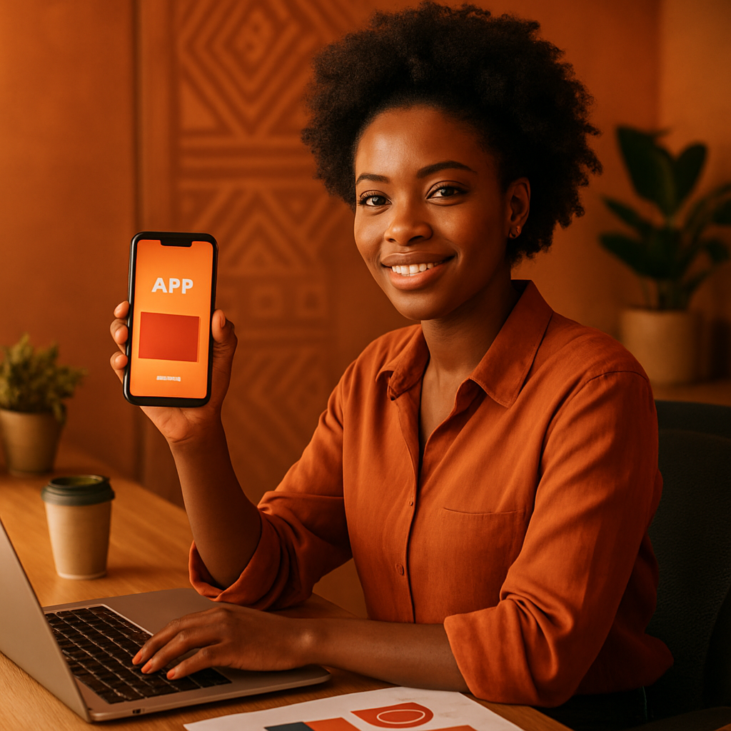 A young African creative professional building a mobile app brand in Nairobi